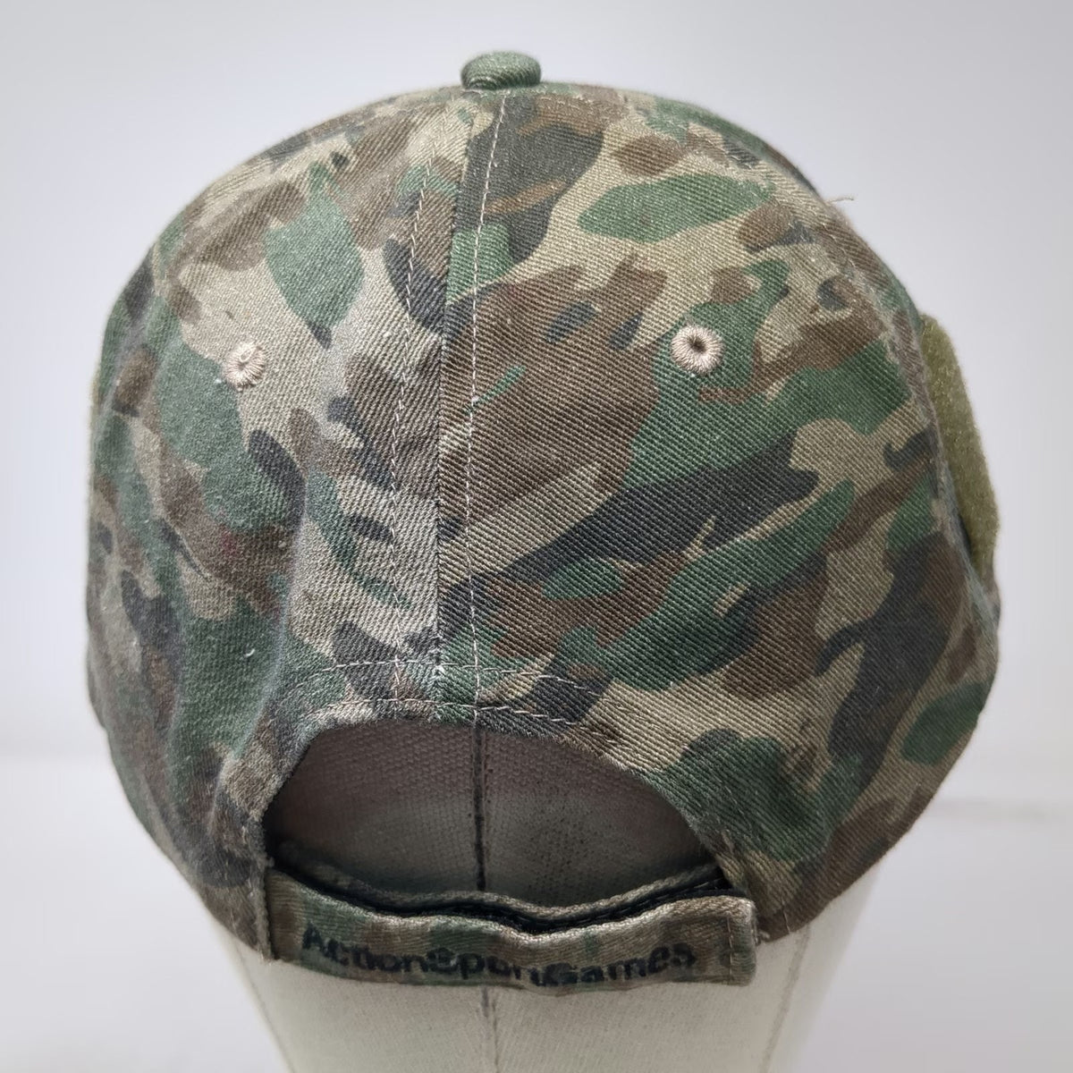 ActionSportGames Baseball Cap Green Camo One Size Strapback Side Patches Hat