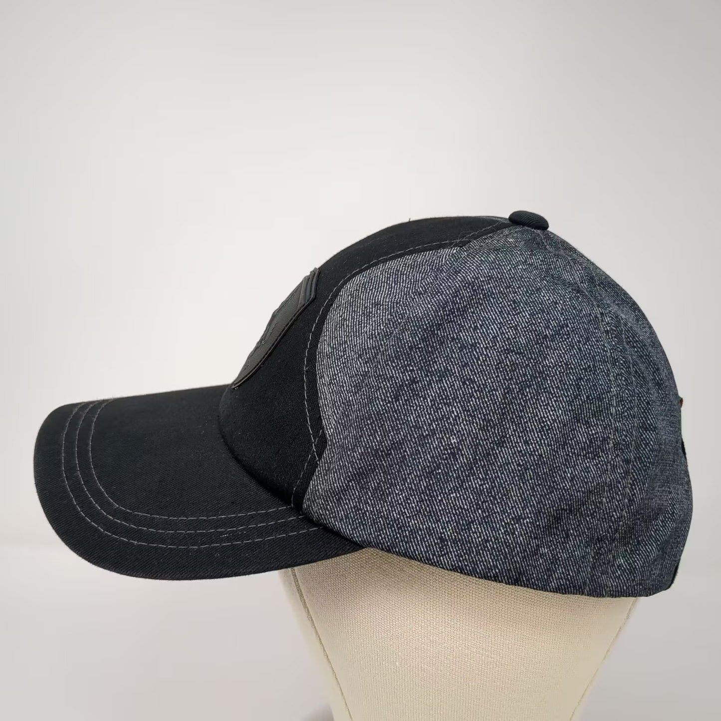 Puma Ferrari Black Gray Baseball Cap Hat OS Adjustable Shield Logo Red Brim