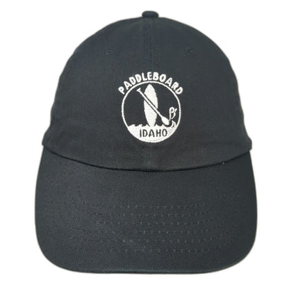 Black Baseball Cap One Size Paddleboard Idaho Embroidered Slideback Cotton Hat