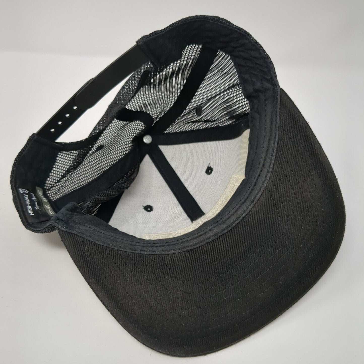 Highway 21 Snapback Trucker Hat Black One Size Adjustable Embroidered Mesh Back
