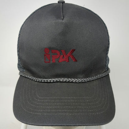 Otto iPAK Logo Trucker Hat Gray One Size Mesh Back Snapback Rope Braided Foam