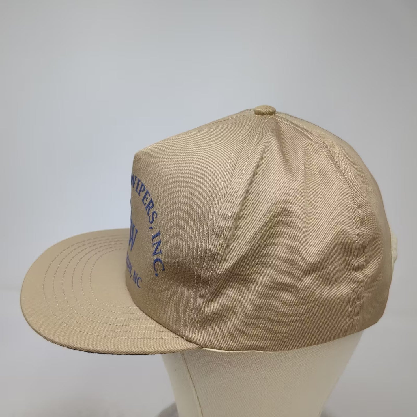 Holland Wipers Inc Wilmington NC 5 Panel Beige Blue Snapback Hat OS Vintage Cap