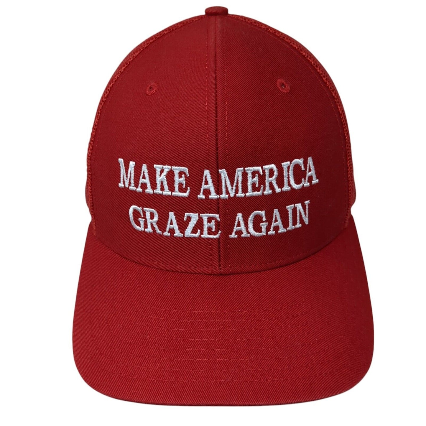 Make America Graze Again Snapback Trucker Hat Red One Size Mesh Back Richardson
