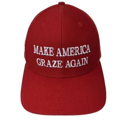Make America Graze Again Snapback Trucker Hat Red One Size Mesh Back Richardson