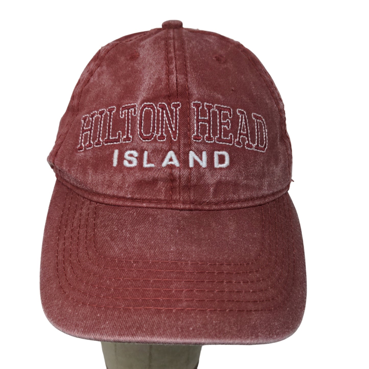 ESY Men's Slideback Hat Red OSFA Embroidered Hilton Head Island Logo Cotton