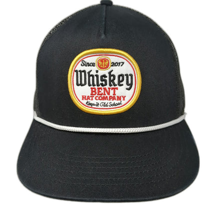 Whiskey Bent Trucker Hat Black One Size Mesh Rope Patch Snapback Old School
