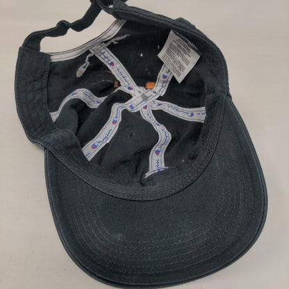 Champion Slideback Hat Black OSFA Adjustable Embroidered Logo 6 Panel