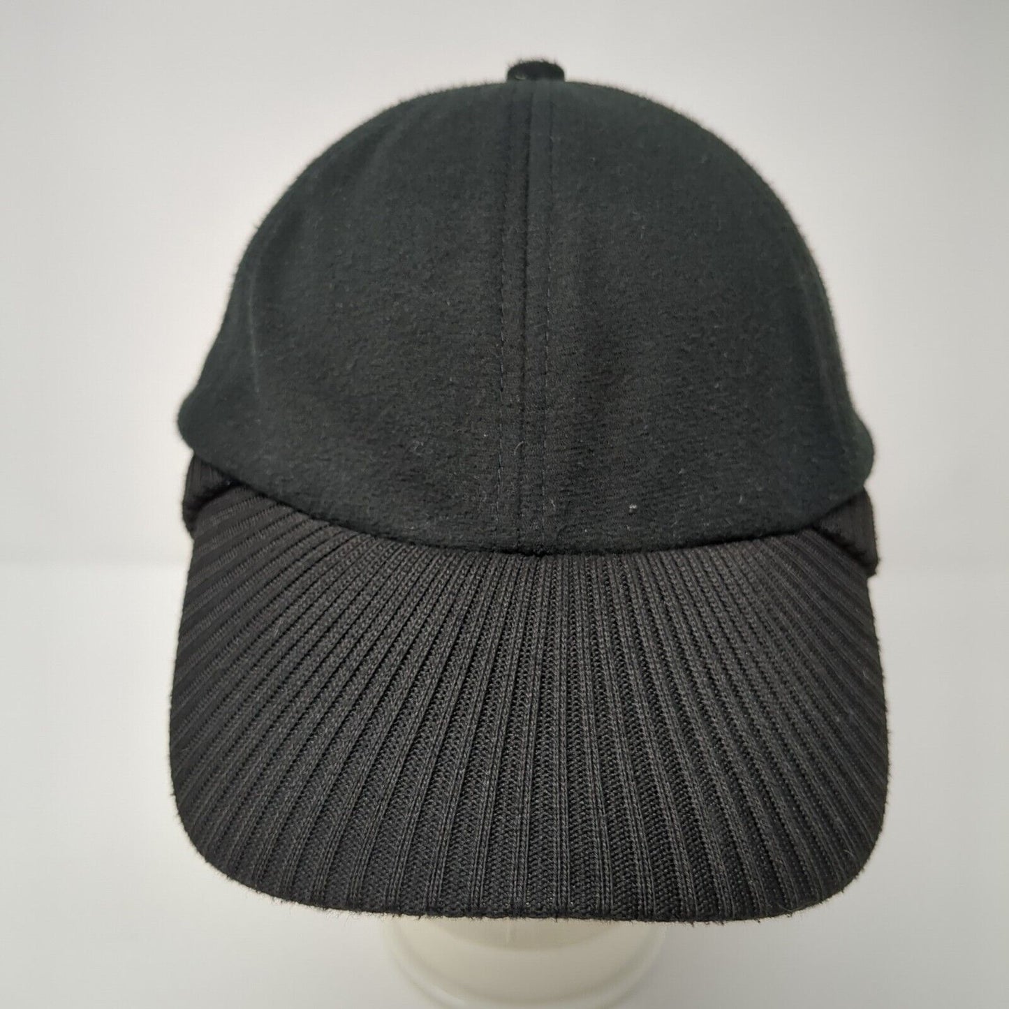 Unbranded Strapback Hat Black One Size Knit Ear Flap Solid Adjustable