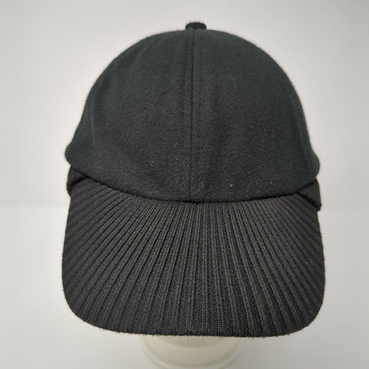 Unbranded Strapback Hat Black One Size Knit Ear Flap Solid Adjustable
