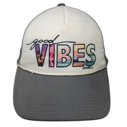 O'Neill Trucker Hat Gray One Size Good Vibes Beach Sunset Surf Mesh Snapback