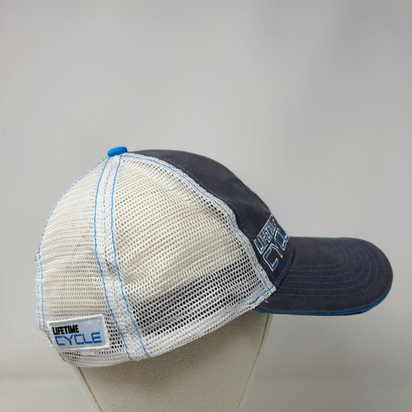 Lifetime Cycle Snapback Trucker Hat Blue One Size Mesh Back ADJ 3Sixty Flex