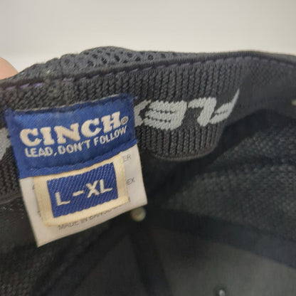 Cinch Baseball Cap Blue XL Fitted Flexfit Mesh Patch Leaf Pattern Underbrim Hat