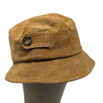 Nine West Women's Bucket Hat Tan Lined Spell Out Logo Button