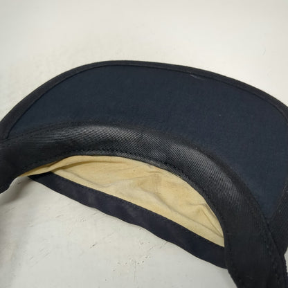 KAVU Visor Beige Blue Black Made in USA Nylon Patterned Adjustable Hat Vintage
