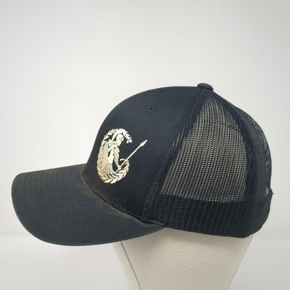 Trojan Laurel Snapback Trucker Hat Black One Size Adjustable Mesh Back Yupoong