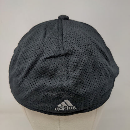Adidas 3 Stripes Fitted Hat Black Large/XL Embroidered Logo 6 Panel