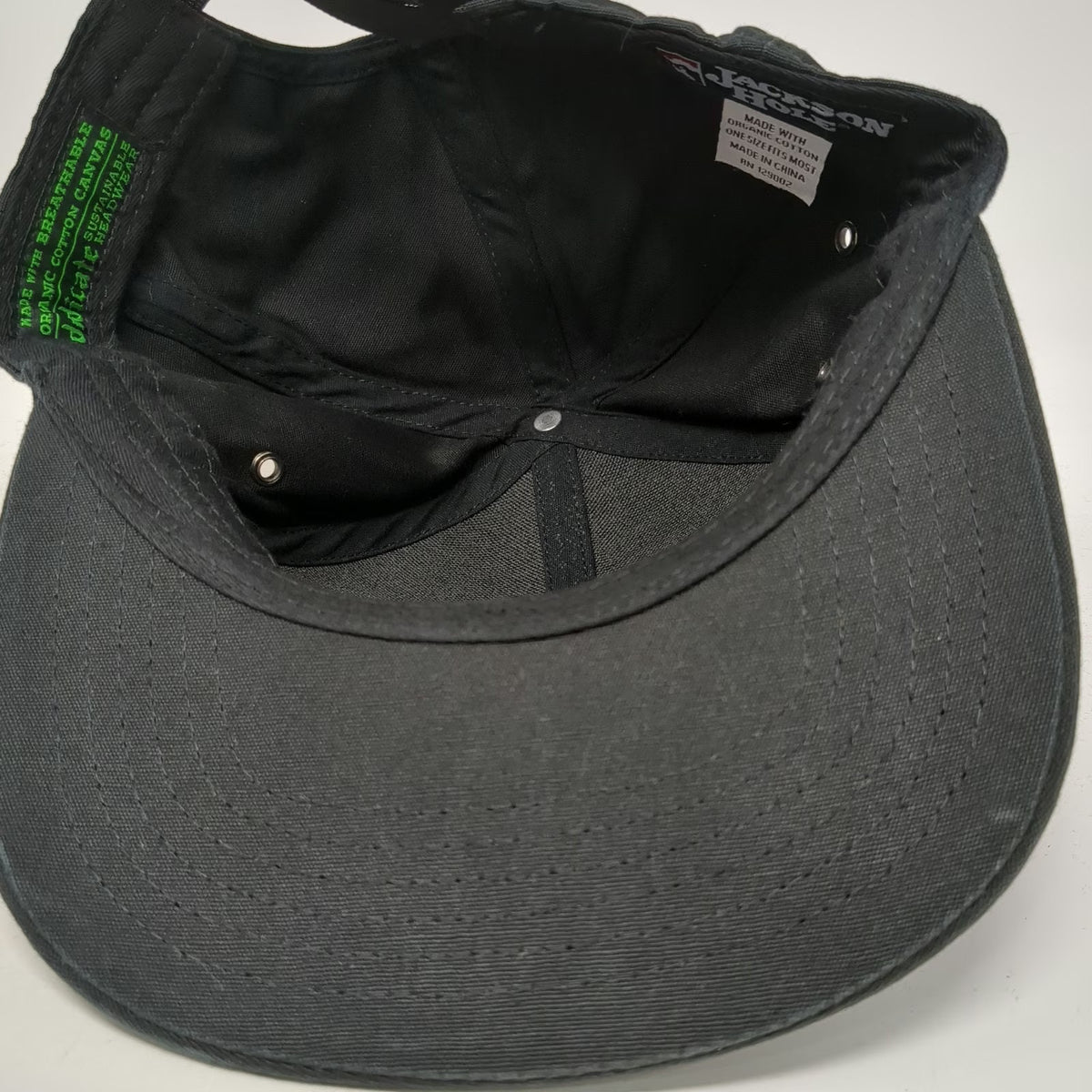Jackson Hole Baseball Cap Black OSFM Strapback Organic Cotton Canvas Hat Bronco