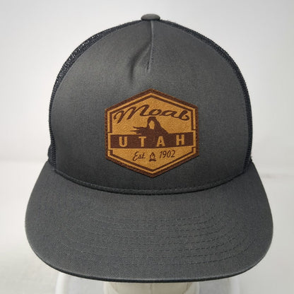 Yupoong Trucker Hat Gray One Size Snapback Mesh Back Moab Utah Arch Patch