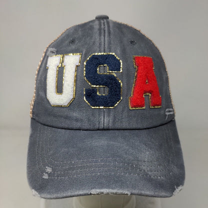 USA Snapback Mesh Back Trucker Hat Multicolor One Size Sugar Stitch