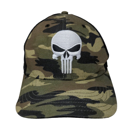 Marvel Punisher Snapback Mesh Back Trucker Hat Camo OSFM Embroidered