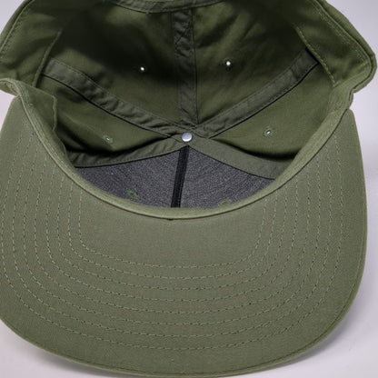 Innova Green 5 Panel Hat One Size Air Force Leather Patch Snapback Flat Brim