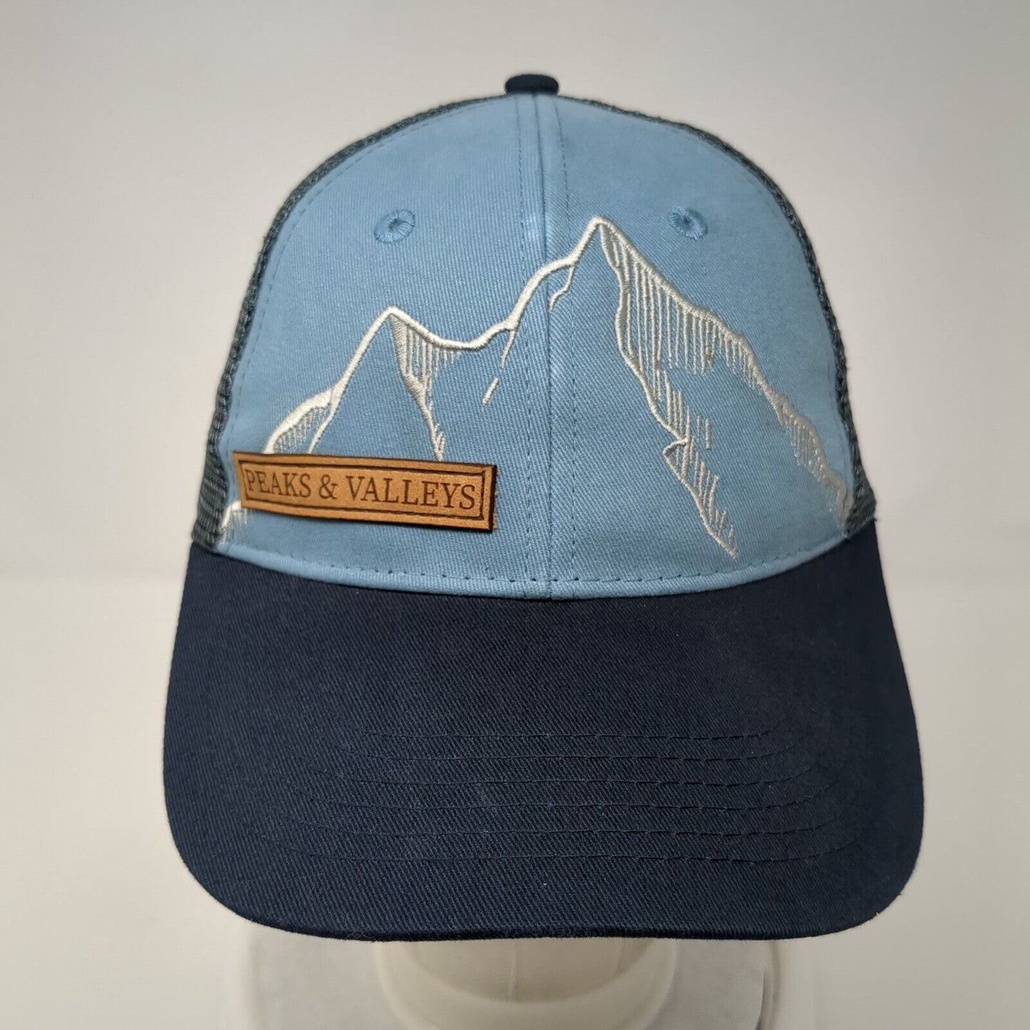 Peaks & Valleys Snapback Trucker Hat Blue One Size Mesh Back Locale