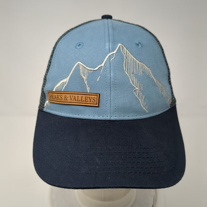 Peaks & Valleys Snapback Trucker Hat Blue One Size Mesh Back Locale