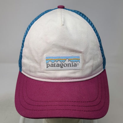 Patagonia Trucker Hat White Purple Blue One Size Mesh Back Snapback Logo Patch