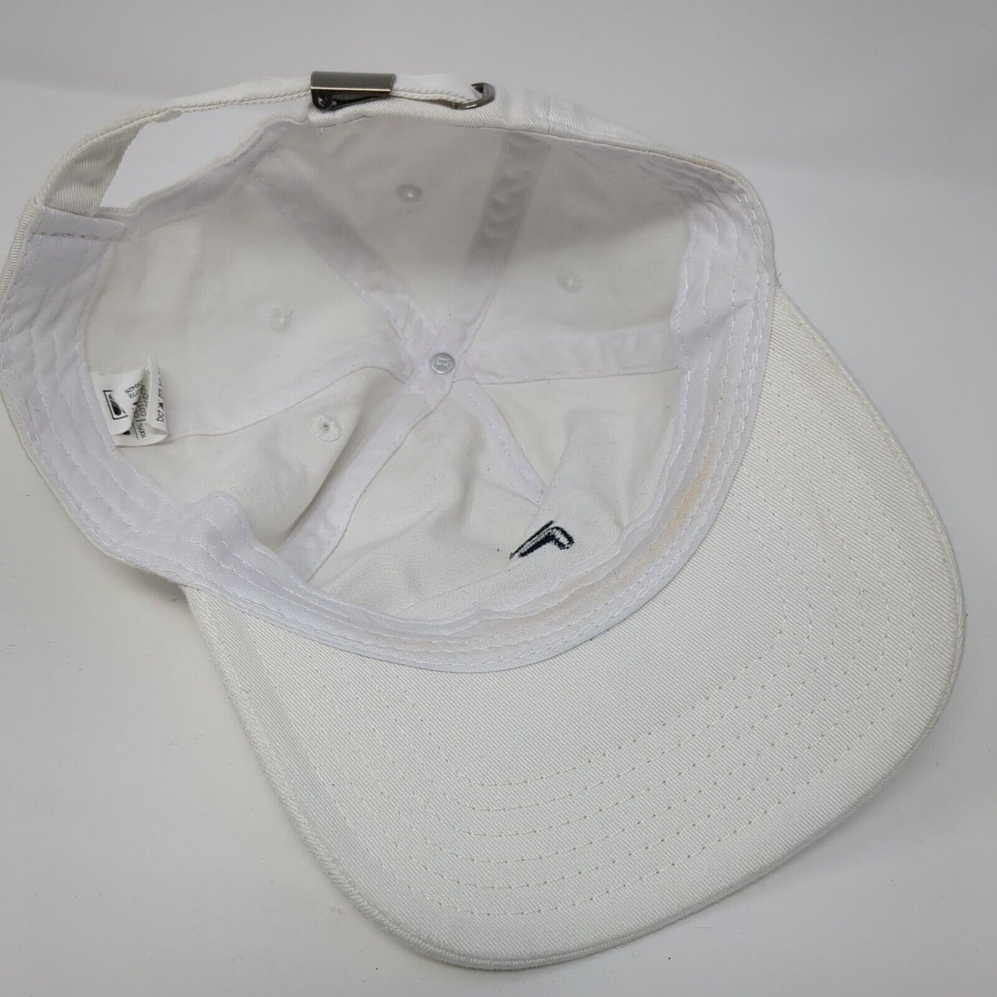 FILA Slideback Hat White One Size Adjustable Embroidered Vented Holes Cotton