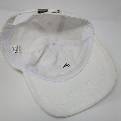 FILA Slideback Hat White One Size Adjustable Embroidered Vented Holes Cotton