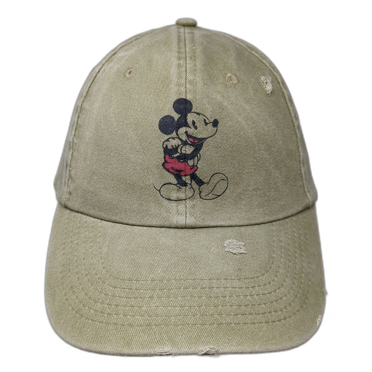 Disney Baseball Cap Green One Size Mickey Mouse Embroidered Slideback Cotton Hat