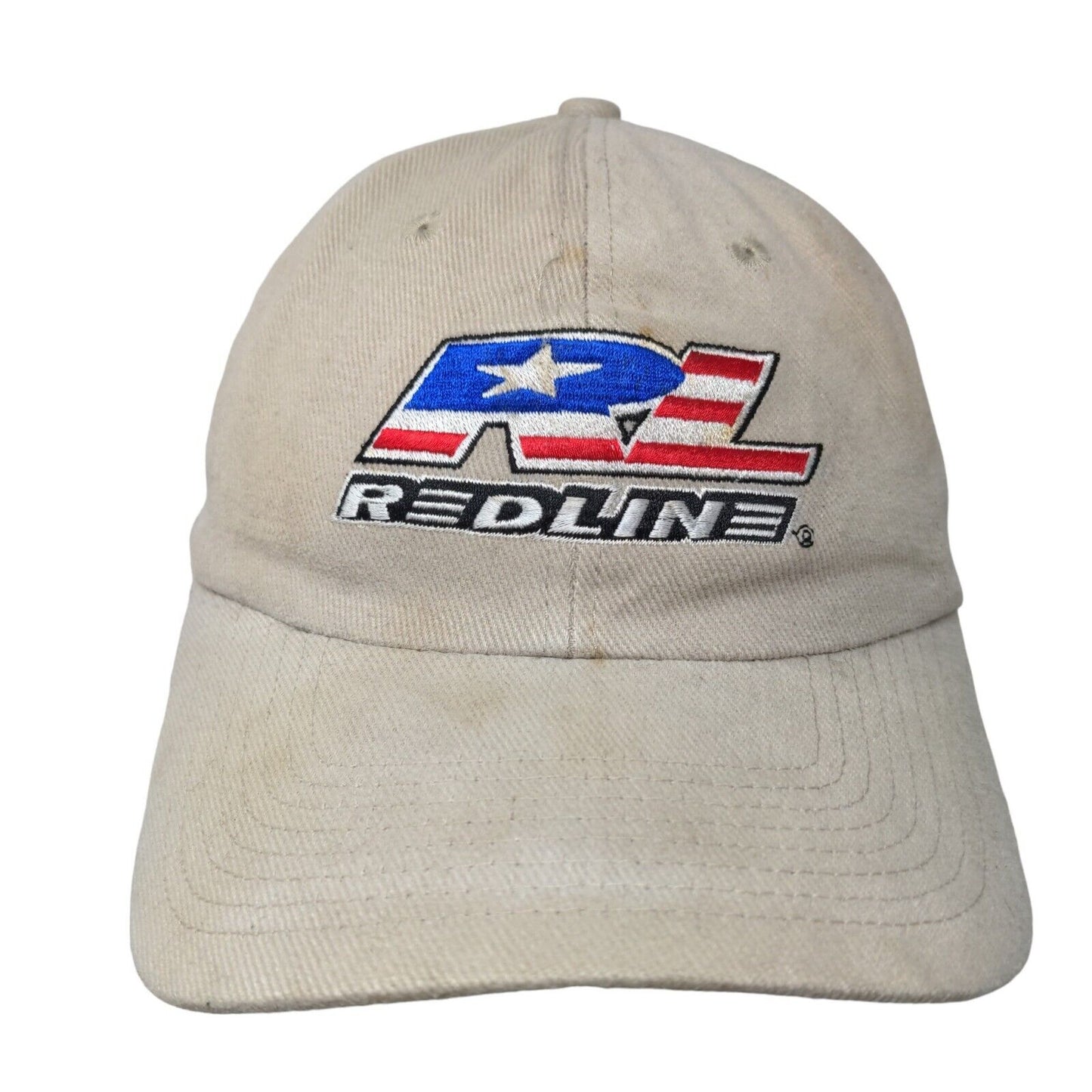 RedLine Men's Slideback Hat Tan Size OSFA Embroidered Patriotic Logo