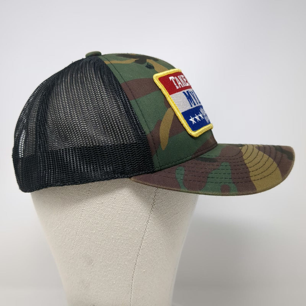 Yupoong Trucker Hat Green One Size Camo Neal McCoy Take A Knee My Ass Mesh Cap