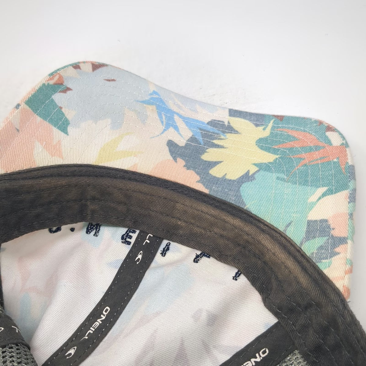 O'Neill Baseball Cap Gray One Size Mesh Back Tropical Floral Beach Hat