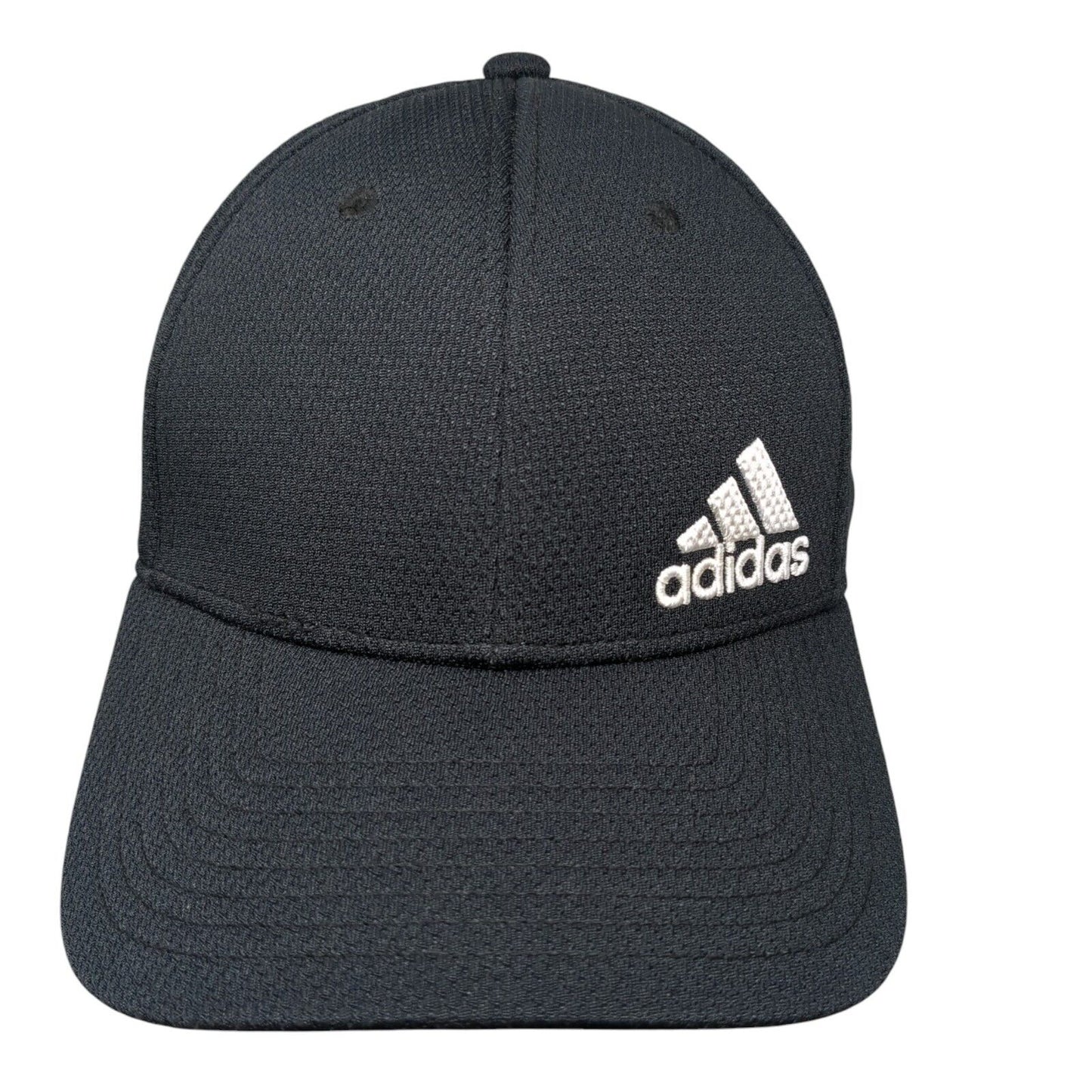 Adidas Fitted Hat Black Size L/XL A-Flex Embroidered Vented Holes 6 Panel