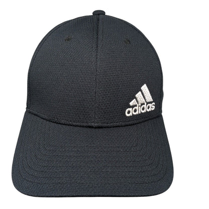 Adidas Fitted Hat Black Size L/XL A-Flex Embroidered Vented Holes 6 Panel