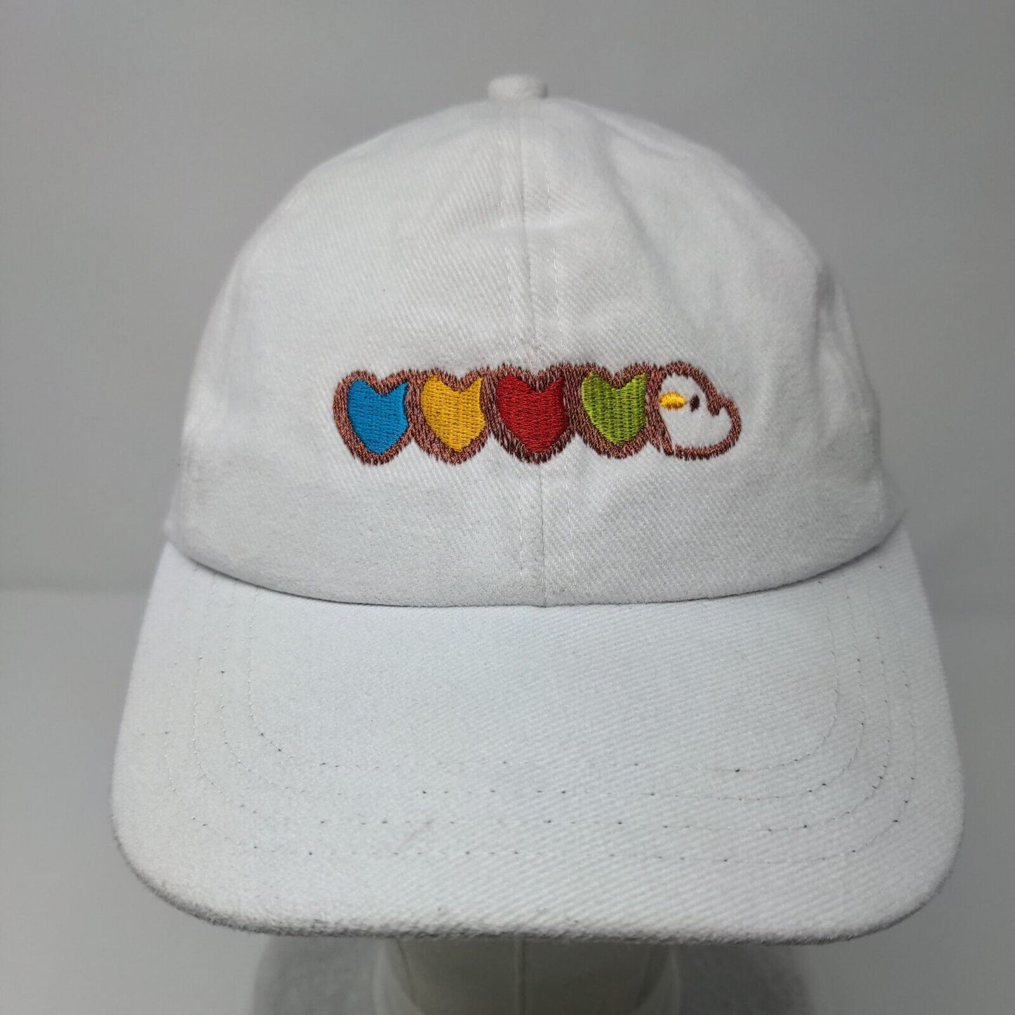 Colorful Heart Slideback Hat White OSFA Adjustable Embroidered 6 Panel