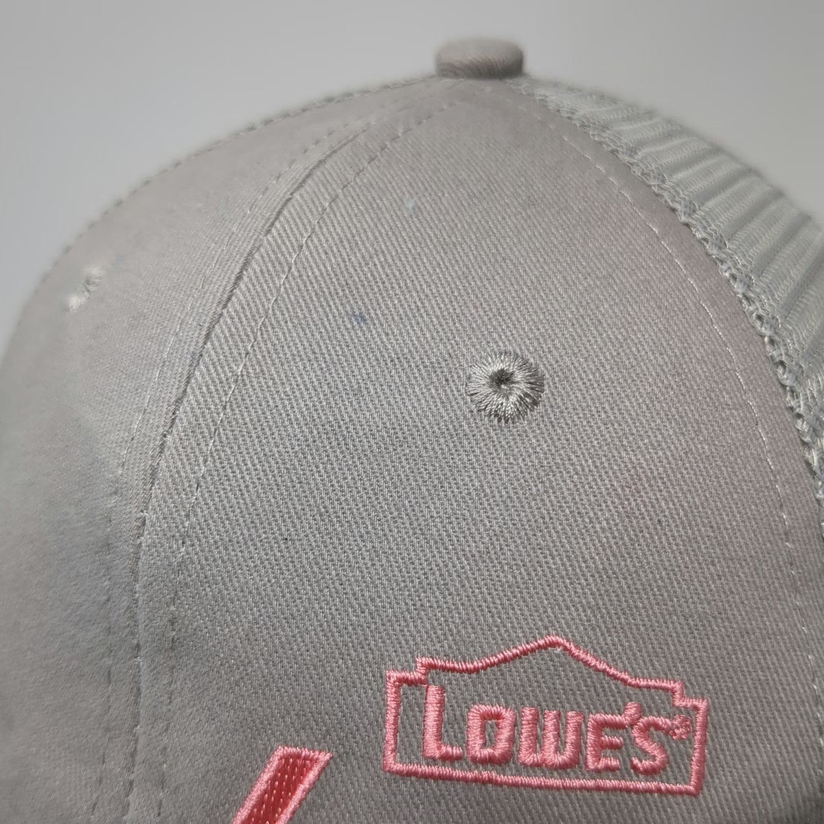 Lowe's 4 PROS Logo Gray Trucker Hat One Size Pink Snapback Mesh Back Workwear