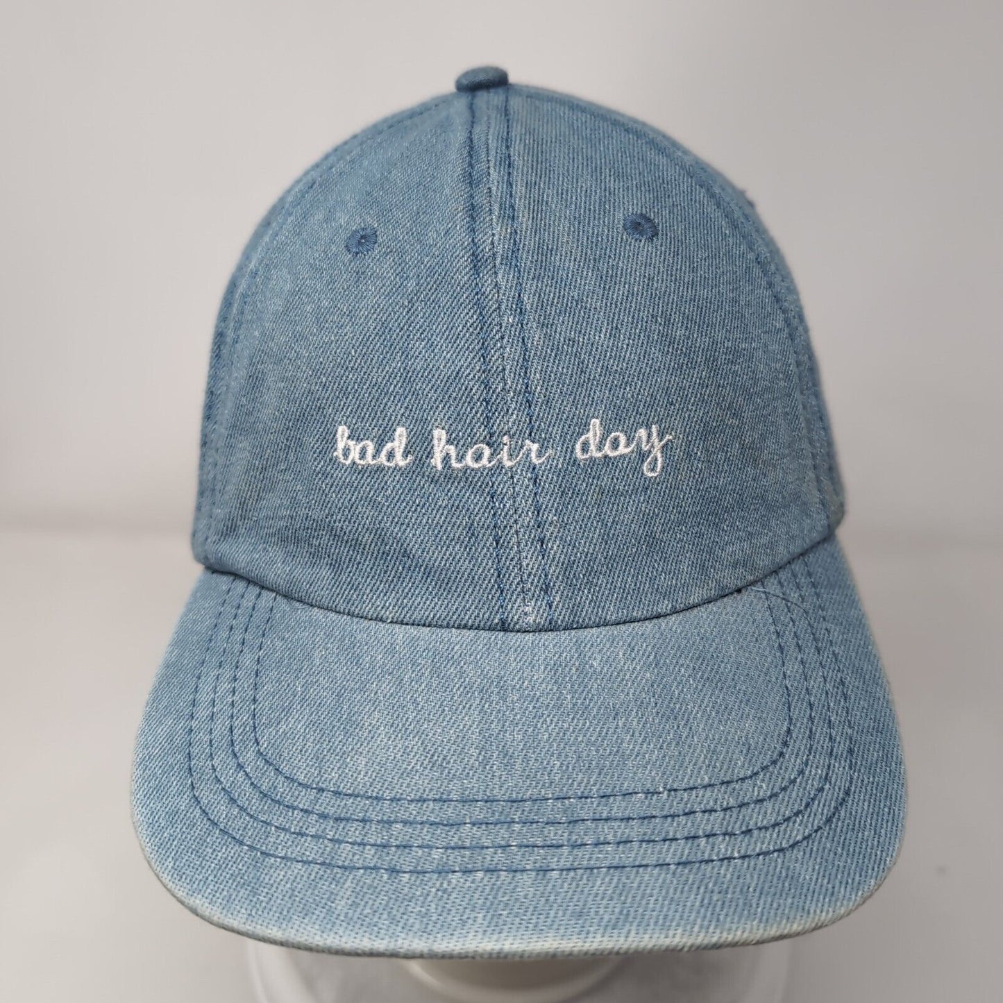 Bad Hair Day Strapback Hat Blue OSFM Adjustable Embroidered David and Young