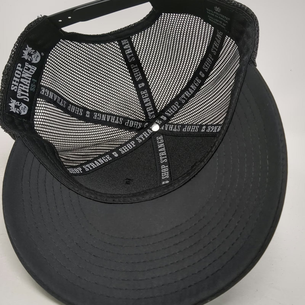 Shop Strange Trucker Hat Black One Size Leather Patch Monkey Logo Snapback