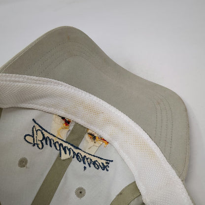Budweiser Beer Logo Baseball Cap Beige Fly 2002 Fishing Lure Brim Hat Vintage