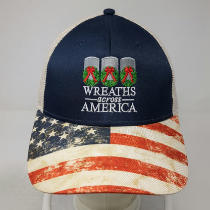 Cap America Blue Trucker Hat One Size Wreaths Across America American Flag Brim
