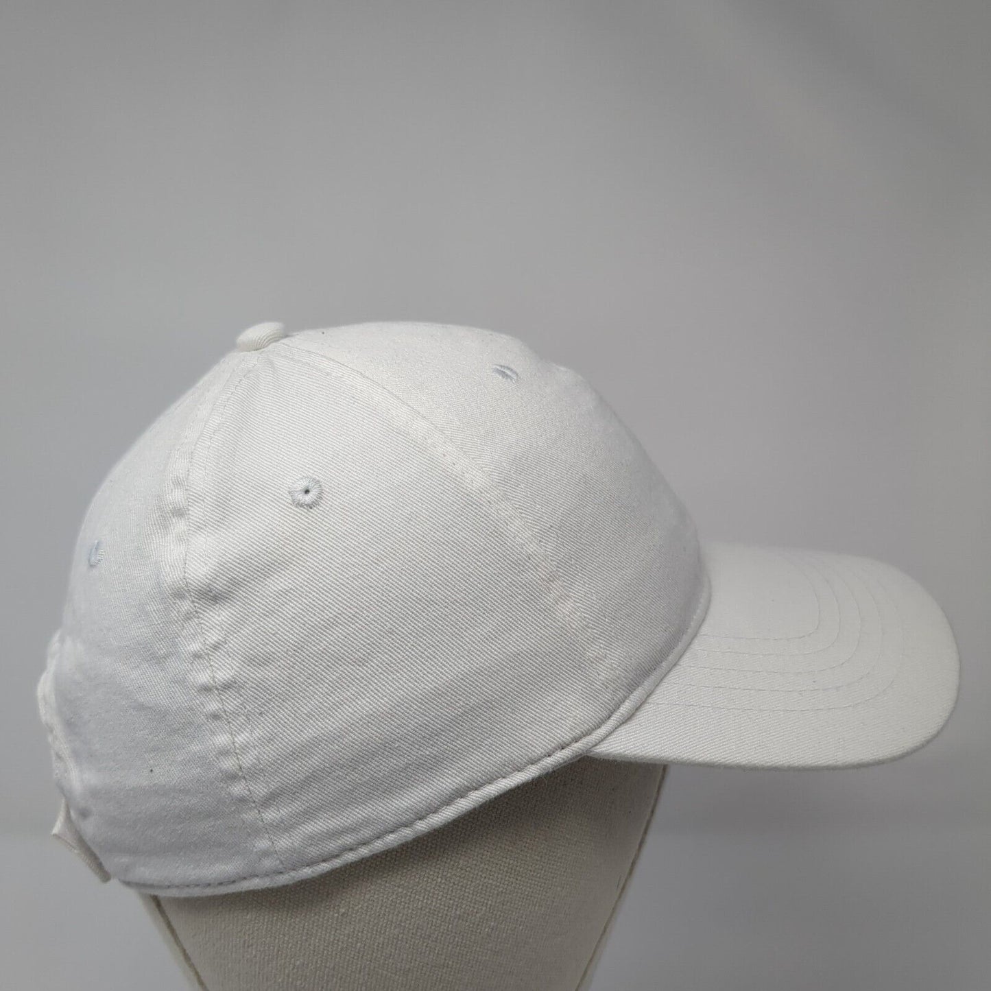 Unbranded Strapback Hat White One Size Adjustable Vented Holes 6 Panel Blank