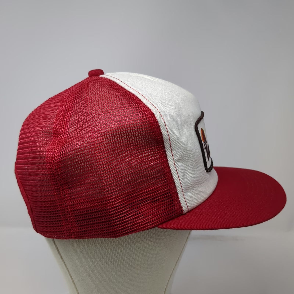 K-Brand Trucker Hat Red White One Size Olympic Paint Torch Patch Mesh Snapback