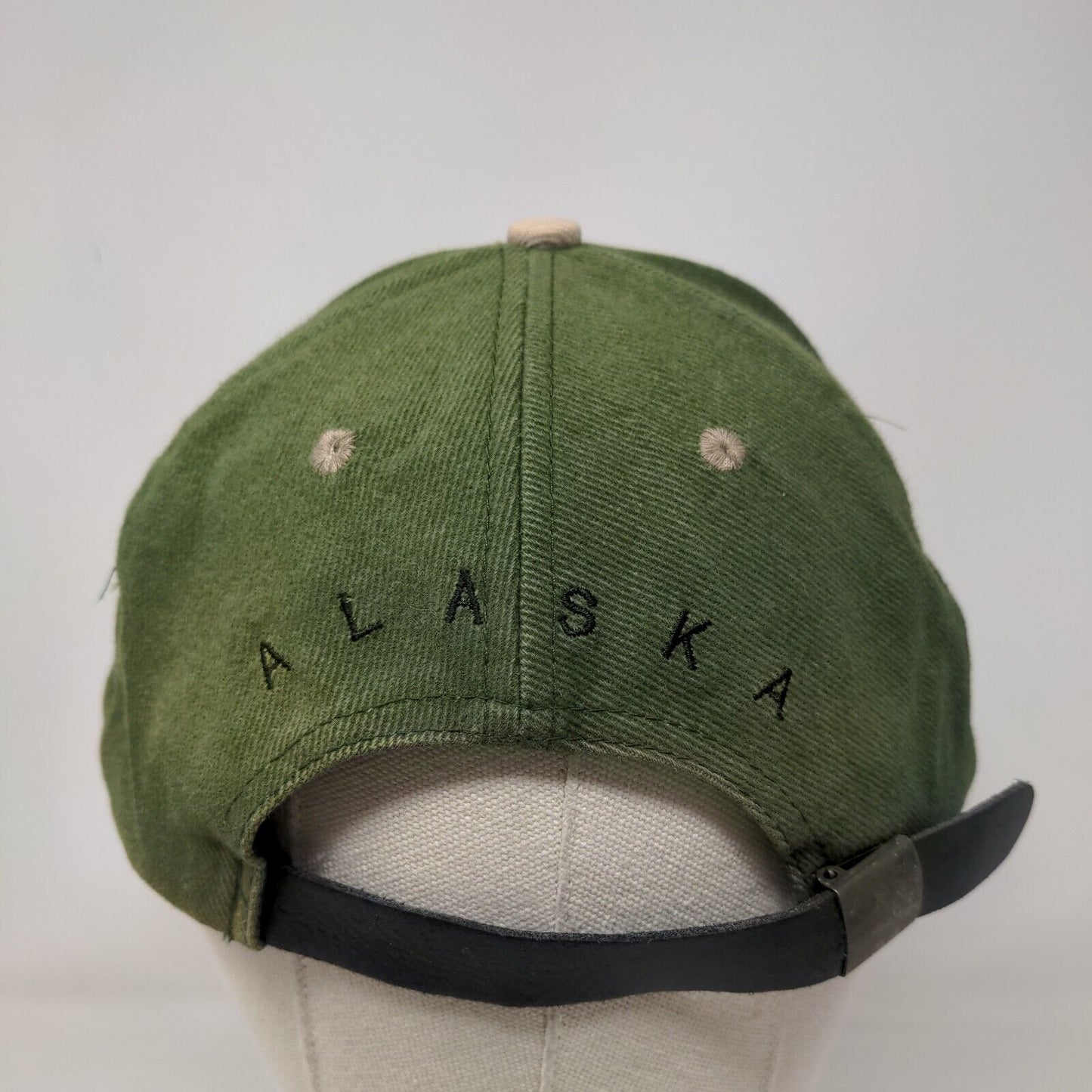 Alaska Moose Slideback Hat Green OSFA Embroidered Adjustable Colorblock