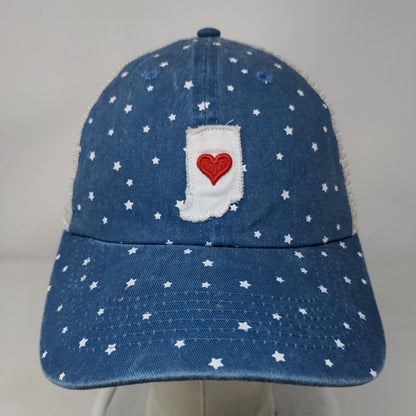 Red Heart Stars Indiana Slideback Trucker Hat Blue OSFM Adjustable Mesh Back
