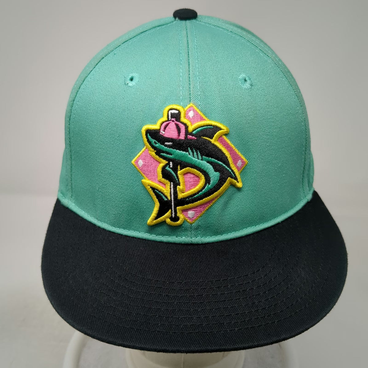 Baseballism Baseball Cap Blue Black 7 3/8 Hammerhead Shark Diamond Fitted hat
