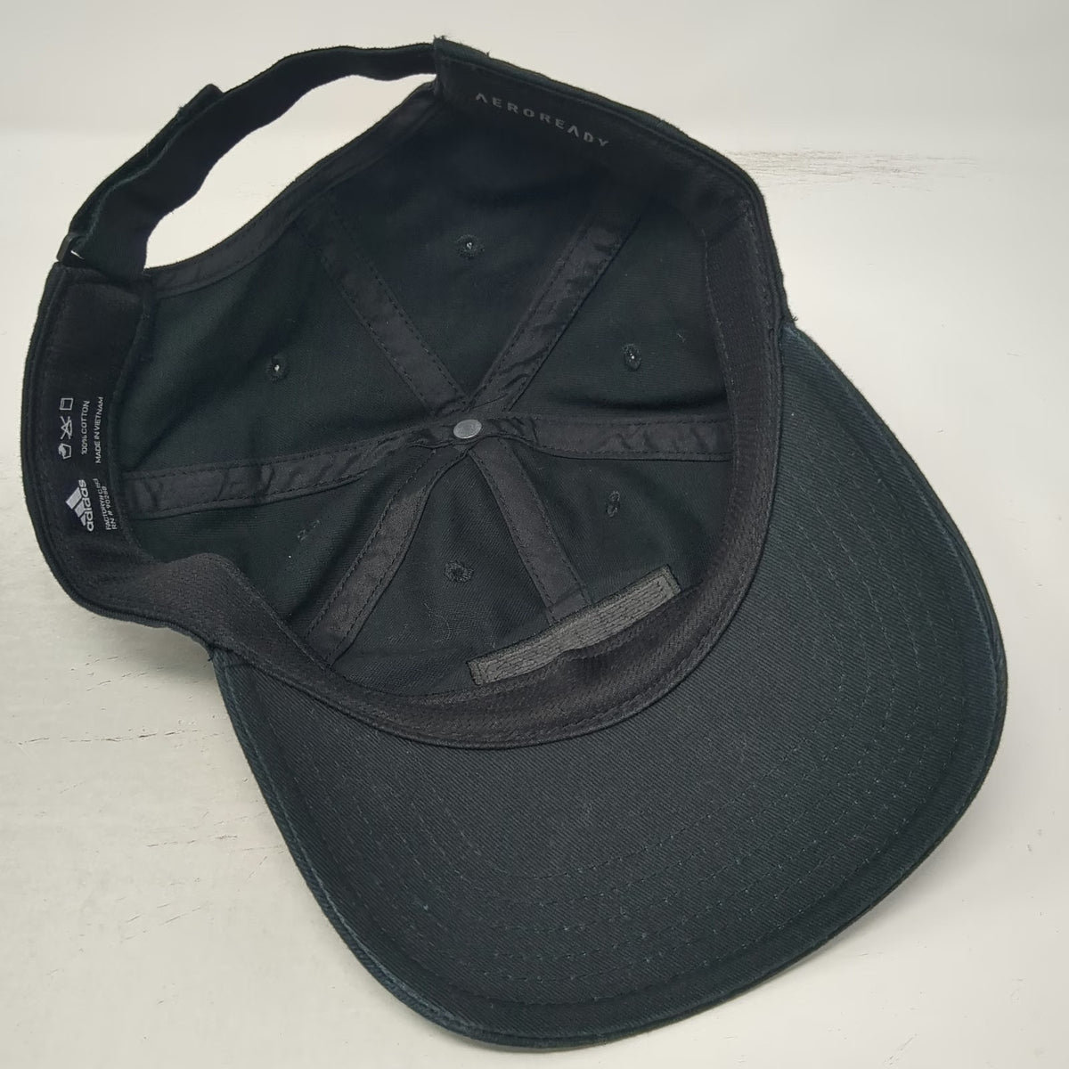 Adidas Baseball Cap Black One Size Box Logo Cotton Strapback Aeroready hat