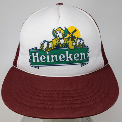 Champion Trucker Hat Red White One Size Mesh Back Foam Front Heineken Beer Logo