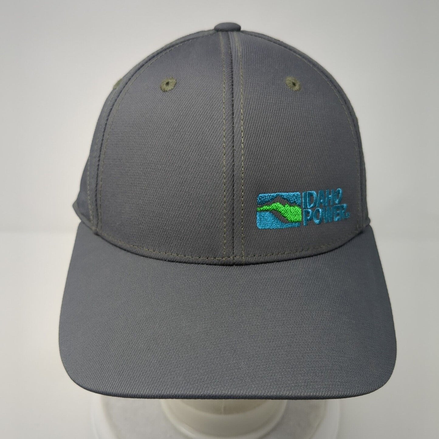 Idaho Power Fitted Hat Gray L/XL Embroidered Vented Holes 6 Panel Ogio Endurance